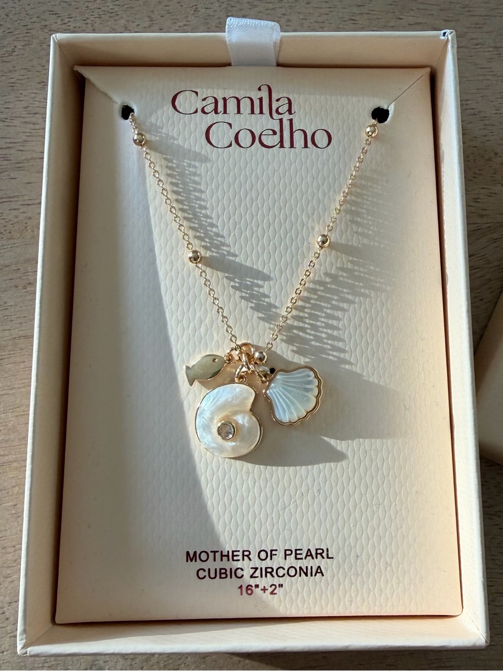 Camila Coelho Gold-Tone Necklace with White Mother of Pearl Charms